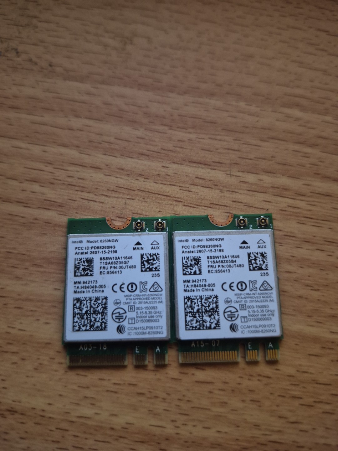 Lot of 2 Intel 8260NGW Wifi Card 00JT480