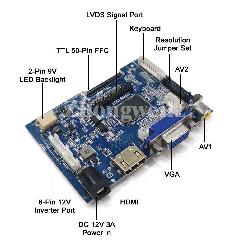 For N156BGE-L41/LA1/LB1 1366×768 Panel 40-Pin LVDS HDMI+VGA+AV Controller Board