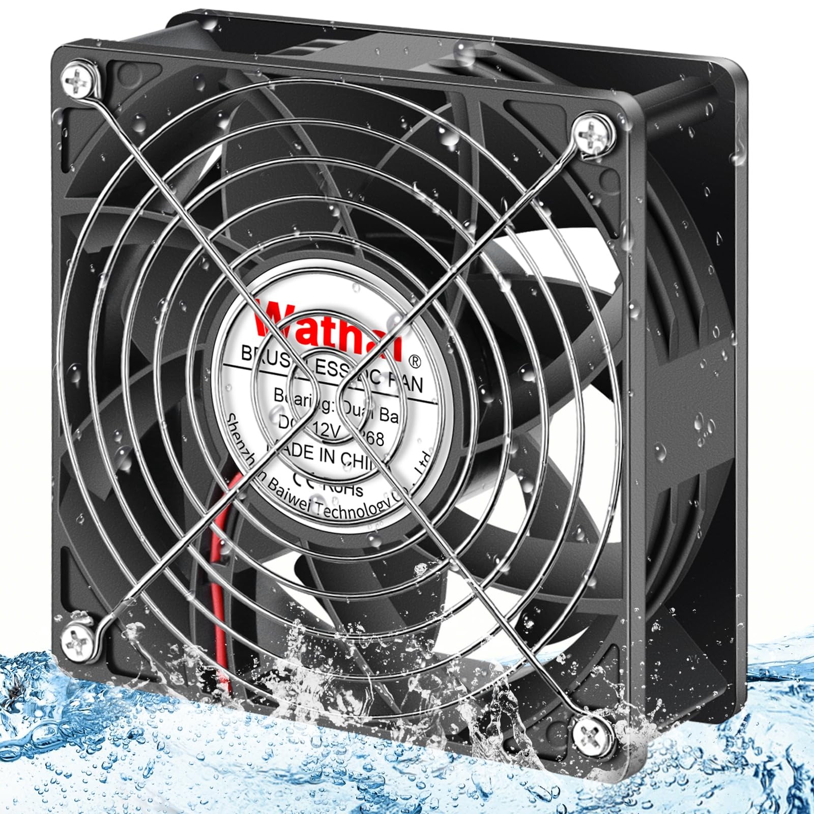 120mm x 38mm 12V DC IP68 Waterproof Exhaust Fan, Dual Ball Bearing, 116 CFM, …