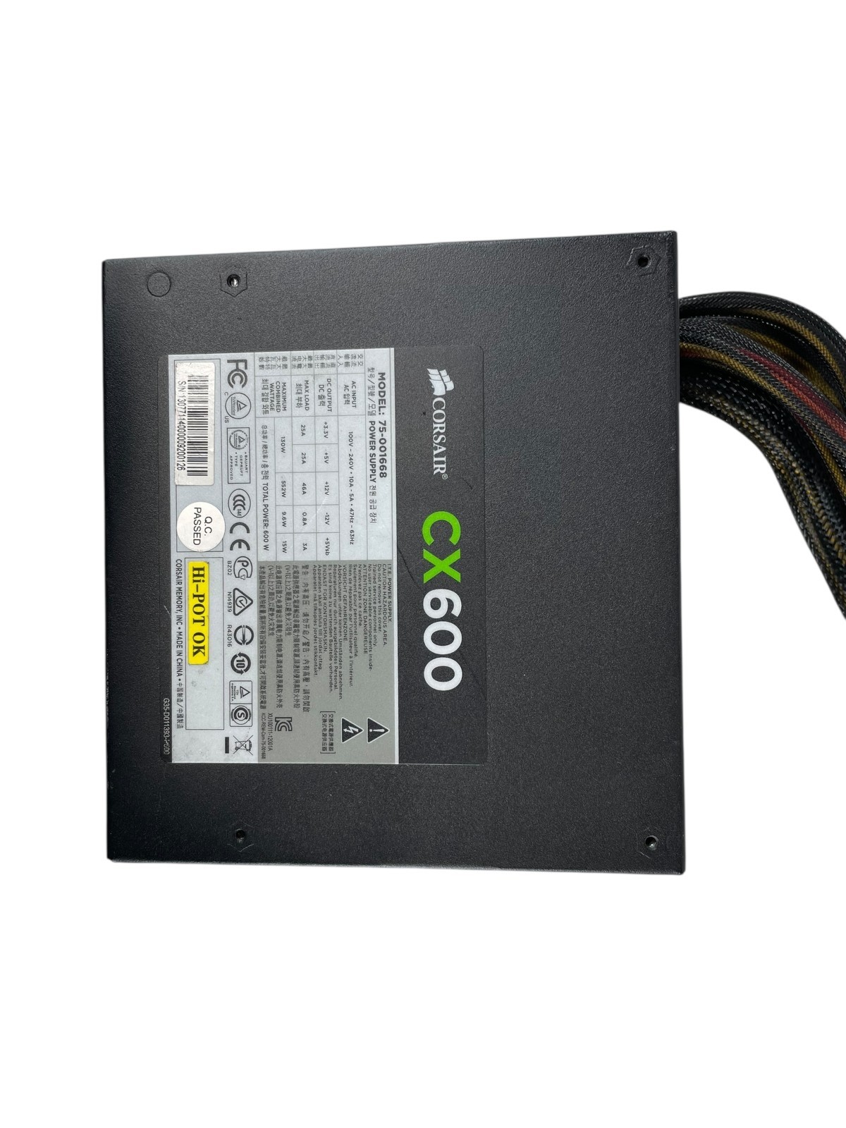 Corsair CX600 Power Supply 75-001668
