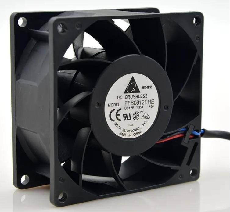 Delta FFB0812EHE DC 12V 1.35A 80*80*38mm 3-line Ball Bearing Server Cooling Fan