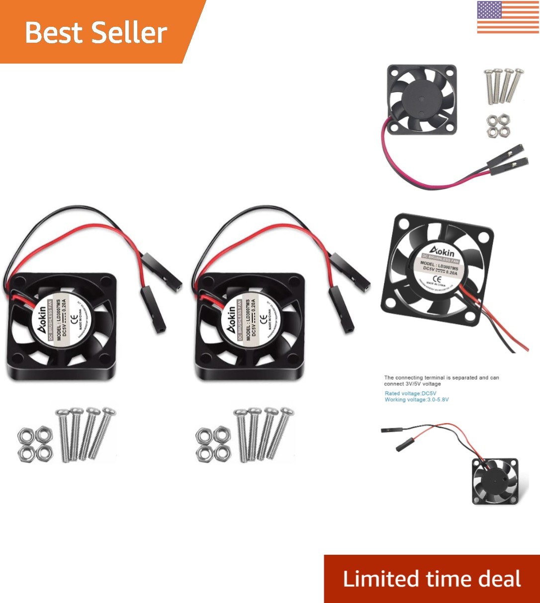 Quiet Cooling Fans for Raspberry Pi – 30mm, 2 Piece, Long Lasting