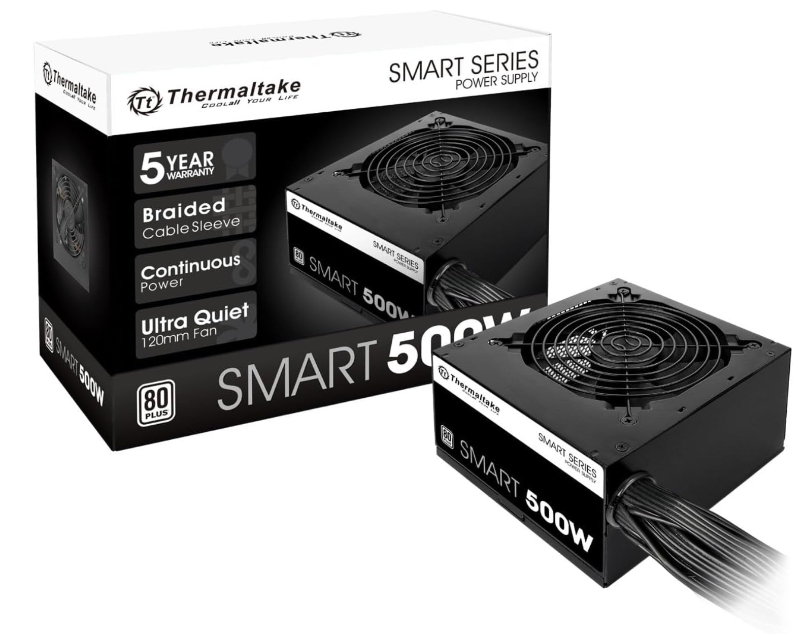Thermaltake Smart 500W 80 PLUS ATX Power Supply PSU Non-Modular PC