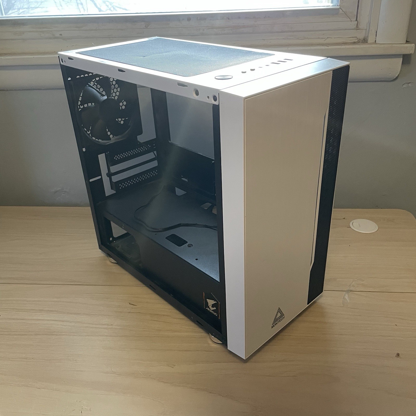 Montech MicroATX Case White RGB Lighting +2 Fans Pre-Owned Great Condition