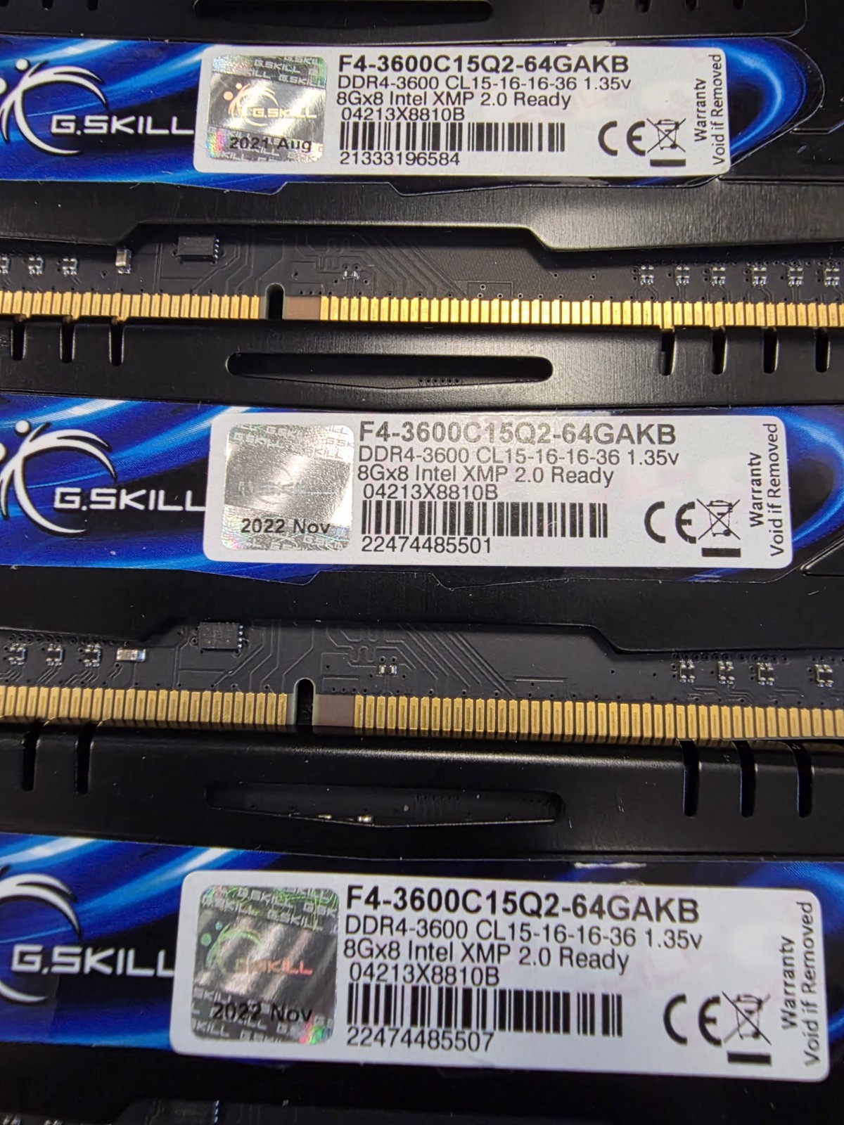 G.SKILL DDR4-3600 128GB (16x8GB) DIMM RAM XMP 2.0 Ready F4-3600C15Q2-64GAKB