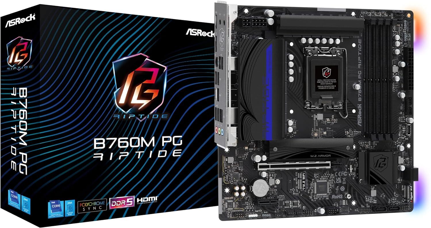ASROCK Motherboard B760M PG RIPTIDE 12/ 13GEN CPU LGA1700 DDR5 Micro ATX