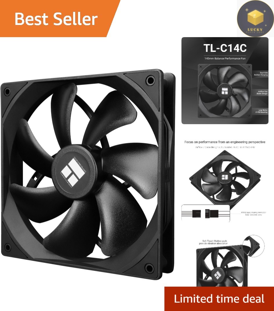 Quiet 140mm PWM CPU Cooling Fan – 75.8 CFM & Vibration Reduction Technology
