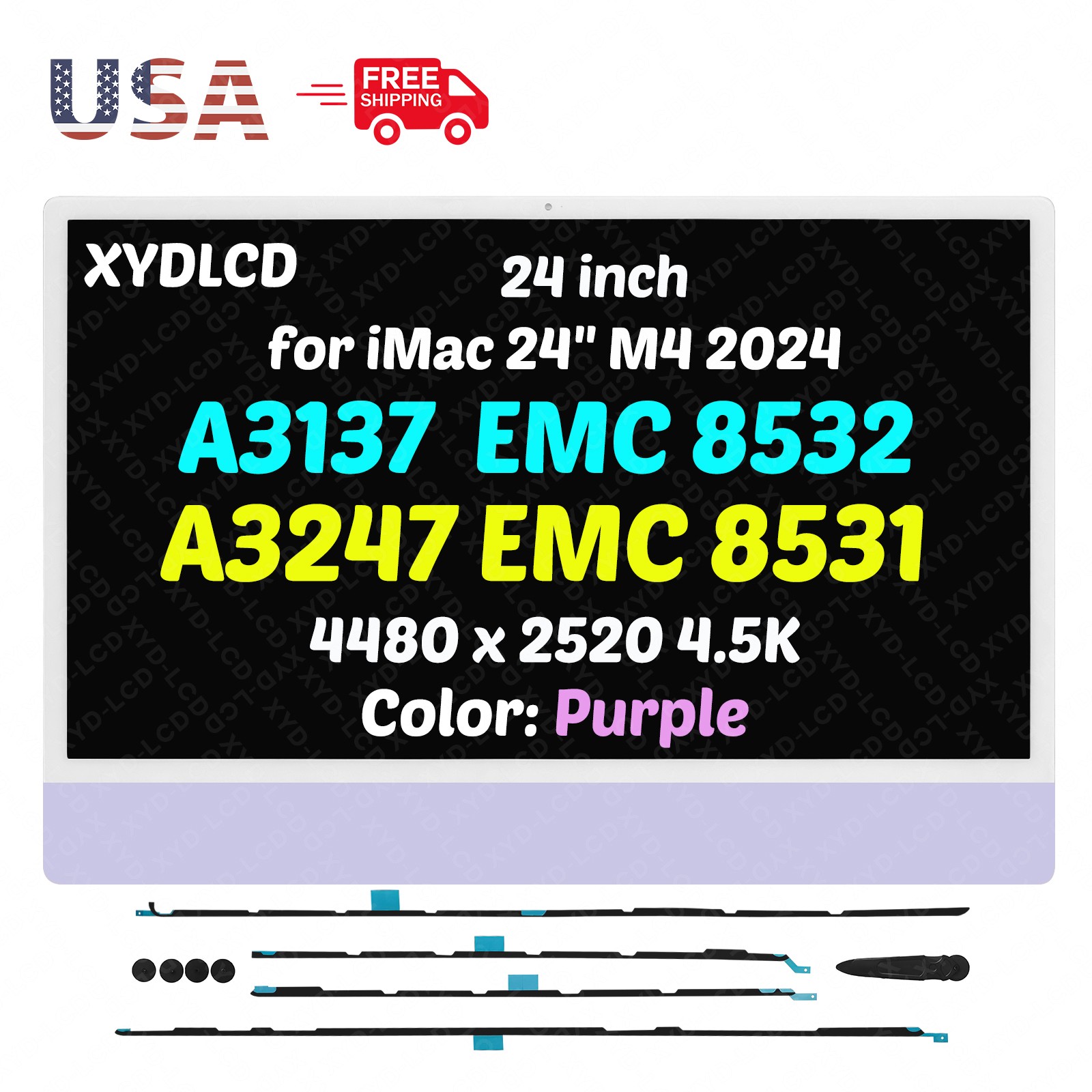 for iMac 24″ A3137 M4 2024 EMC 8532 MD2V4LL/A MWV63LL/A LCD Screen Display 4.5K