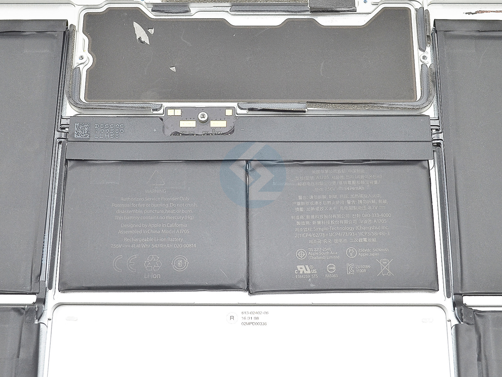 Grade A Silver Bottom Case with Battery A1705 613-02402-A for MacBook A1534 2016