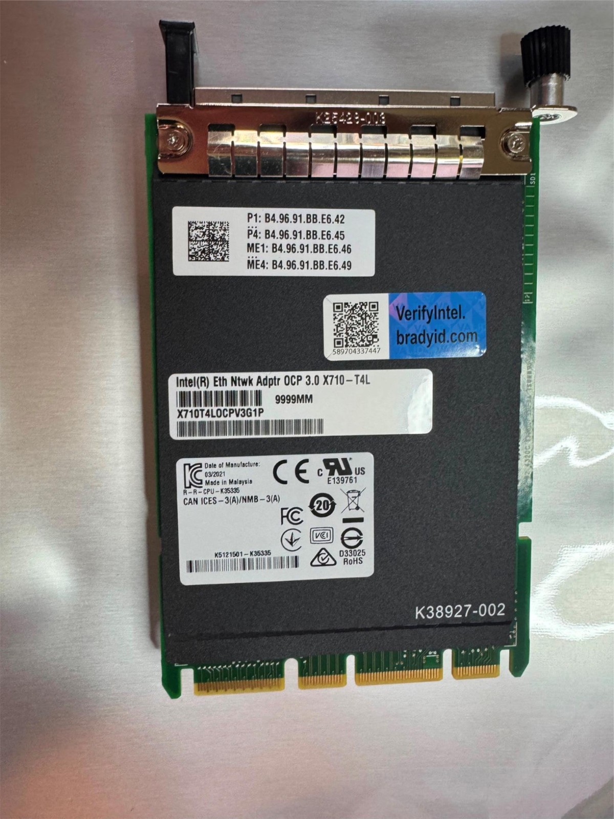 Intel X710T4LOCPV3G1P X710-T4L 10Gigabit Ethernet Card