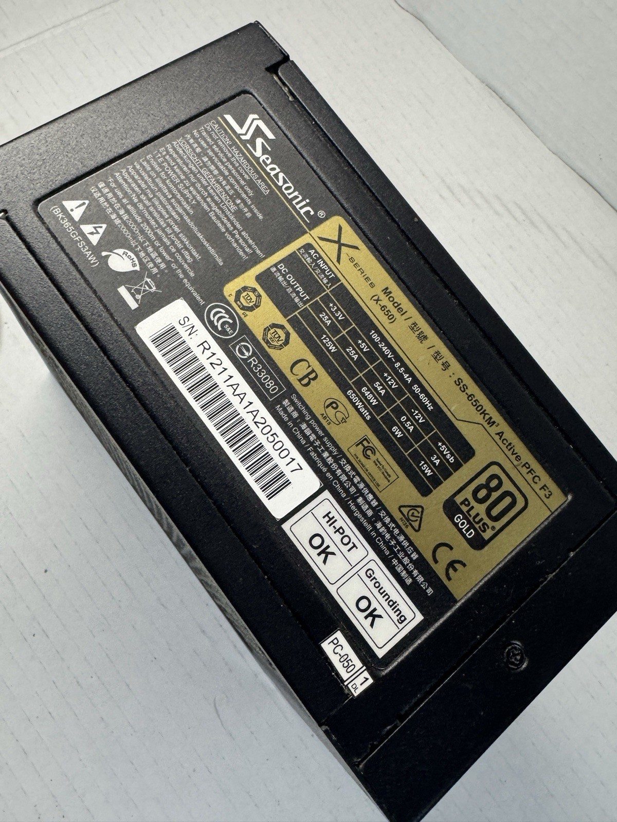Seasonic X-650 SS-650KM 650W 80 Plus Gold Fully Modular ATX PSU w/ Cables