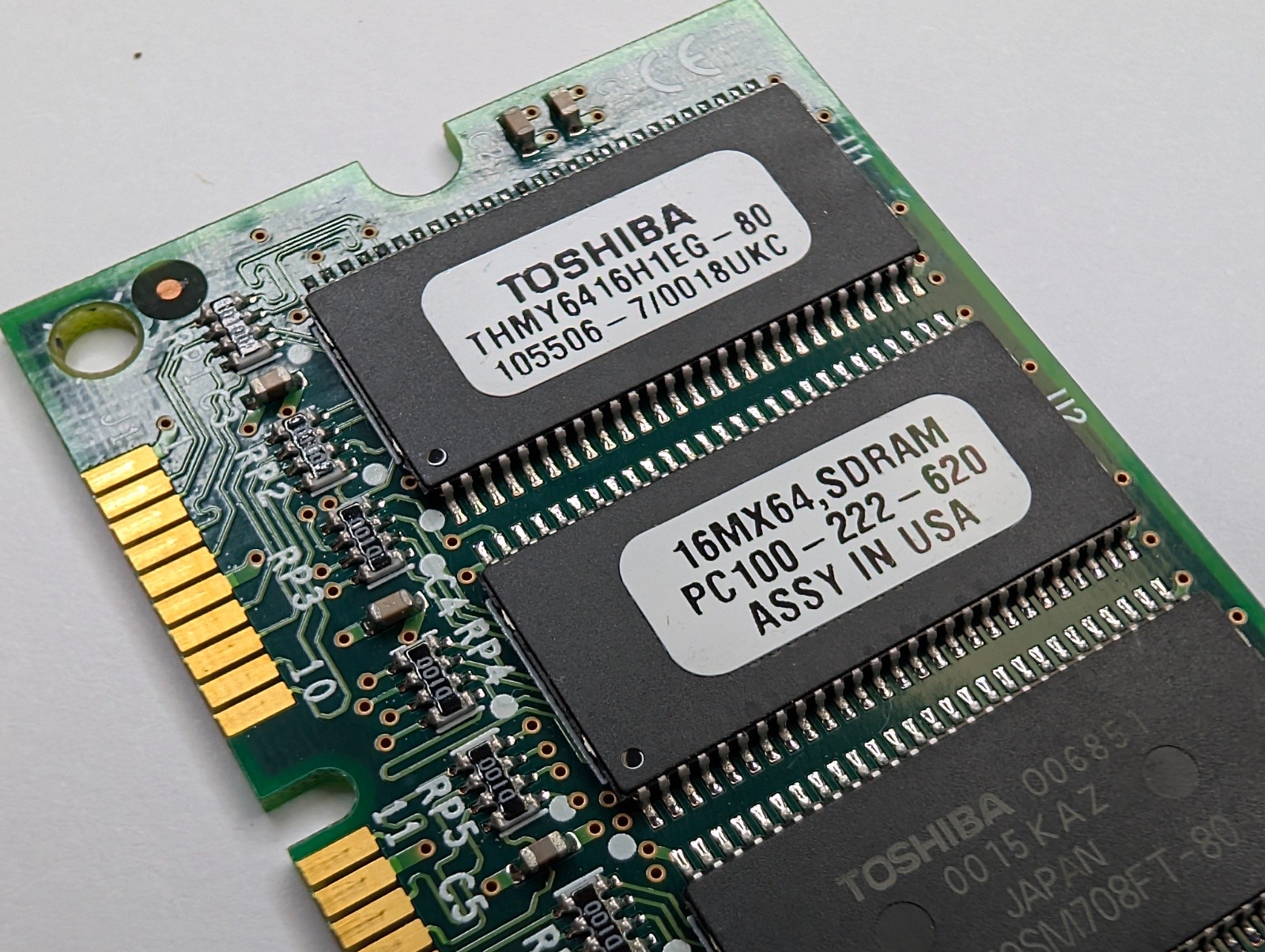 Toshiba 16MB SDRAM PC-100-222-620 Memory Computer RAM THMY6416H1EG Vtg Retro 6M