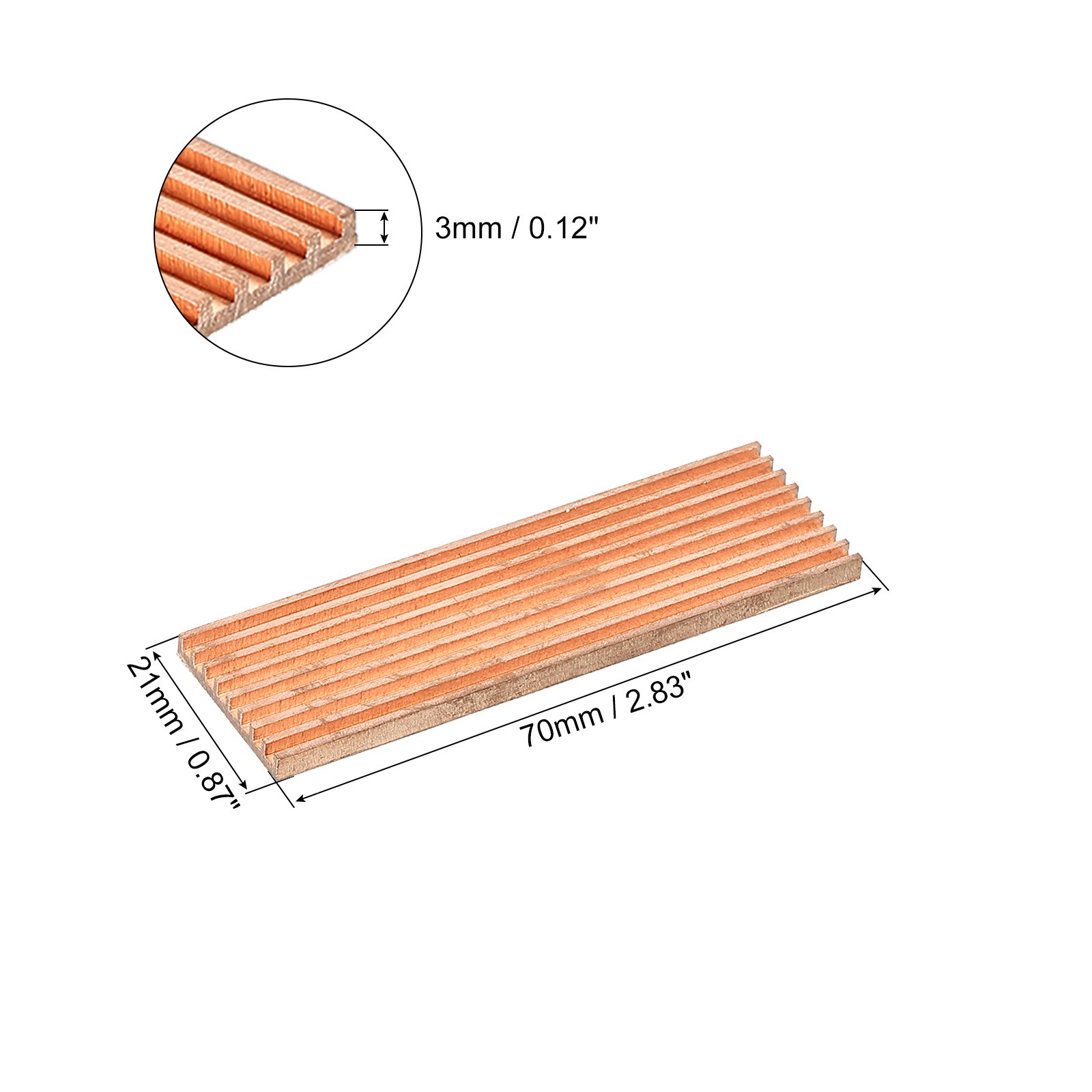 M.2 Heatsink Kit Pure Copper 70x21x3mm for M.2 2280 SSD Laptop