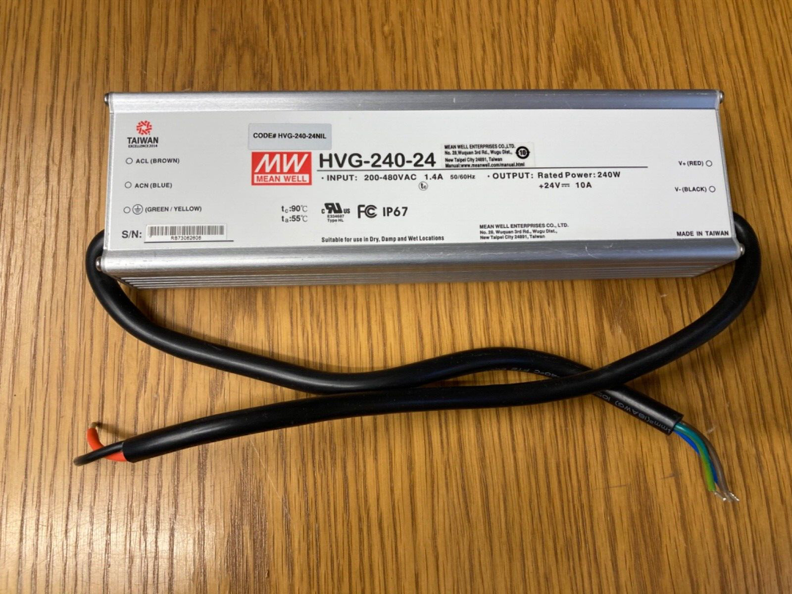 Mean Well HVG-240-24 Switching Power Supply 24V 10A 240W High Voltage input