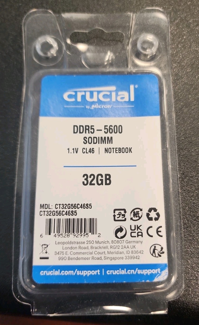 Crucial CT32G56C46S5 32GB DDR5-5600 SODIMM 1.1V CL46