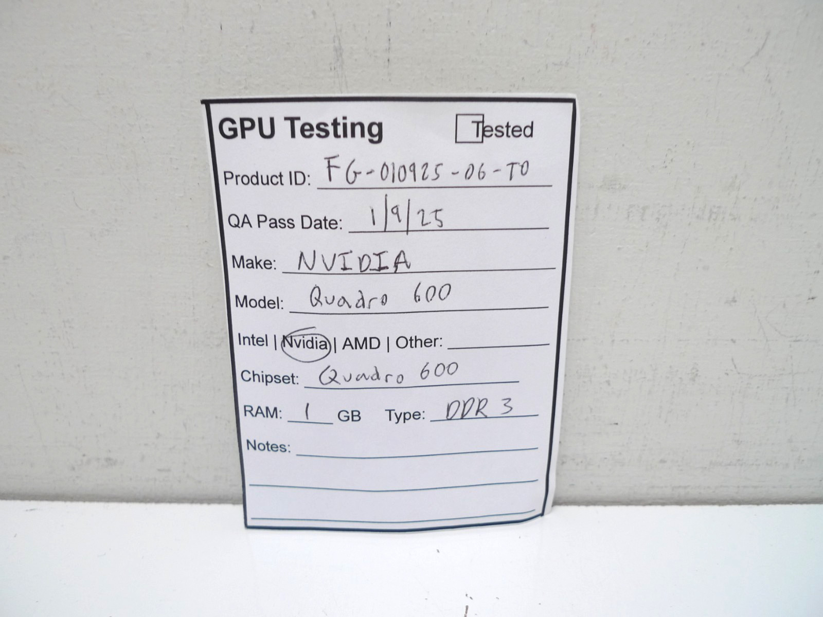 NVIDIA Quadro 600 1GB RAM DDR3 GPU