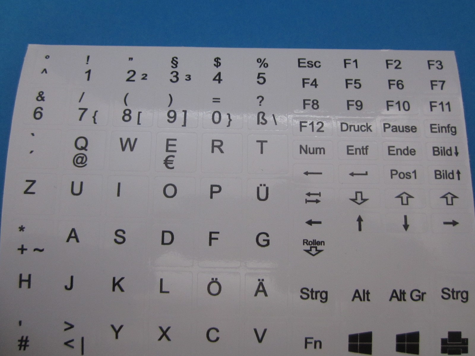 Keyboard sticker notebook German white 89 keys QWERTY Ü Ä