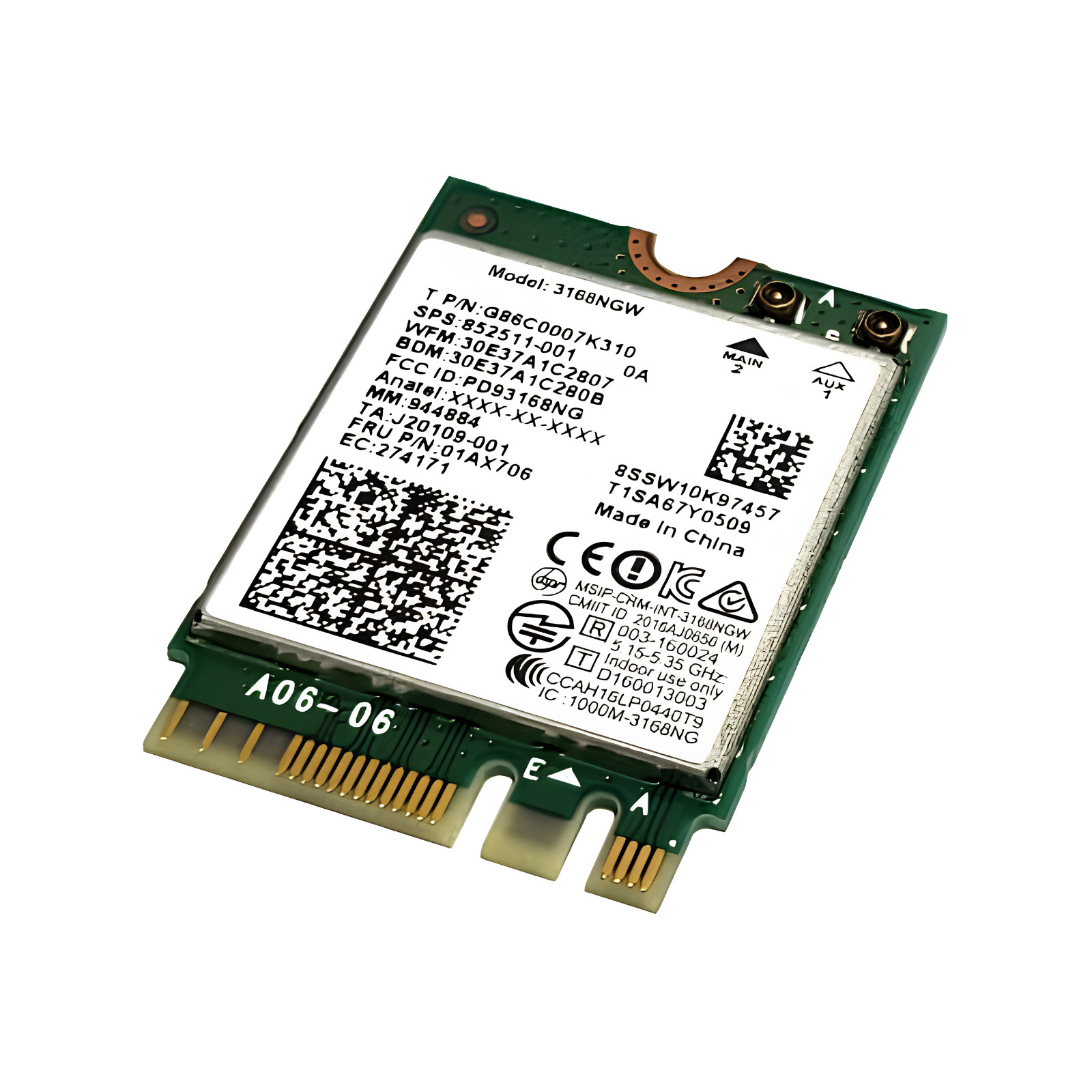 Intel 3168NGW Dual Band Wireless-AC 3168 PCI-Express 802.11ac WLAN Bluetooth 4.2