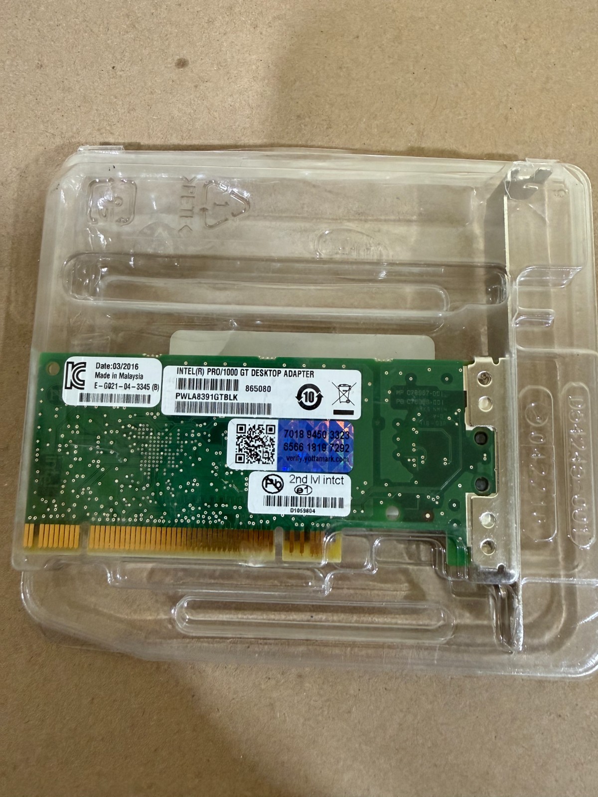 Intel PRO/1000 GT PCI Desktop Adapter 1-Port 1Gb Ethernet RJ-45 PWLA8391GTBLK