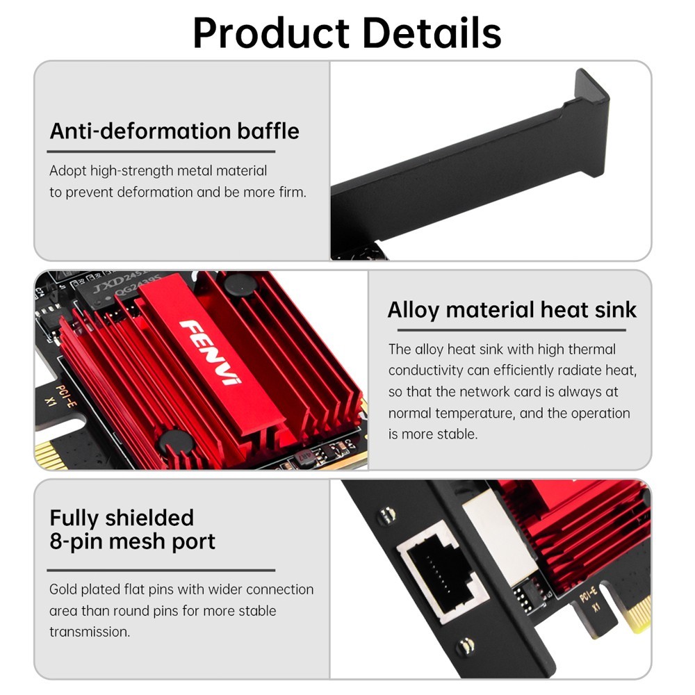 RJ45 LAN Network Card 2.5G Gigabit Ethernet RTL8125 PCIE Gaming Wireless Adapter