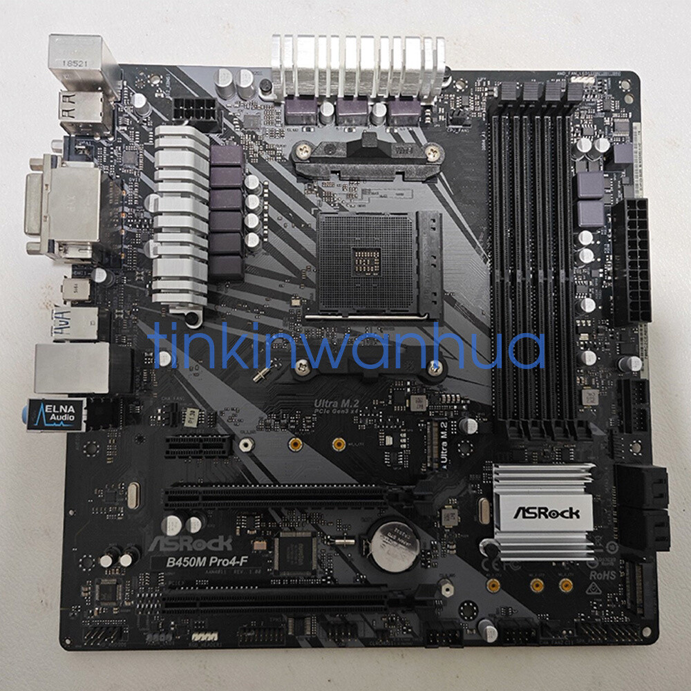 For ASRock B450M Pro4-F Motherboard Socket AM4 DDR4 VGA+DVI+HDMI Micro ATX