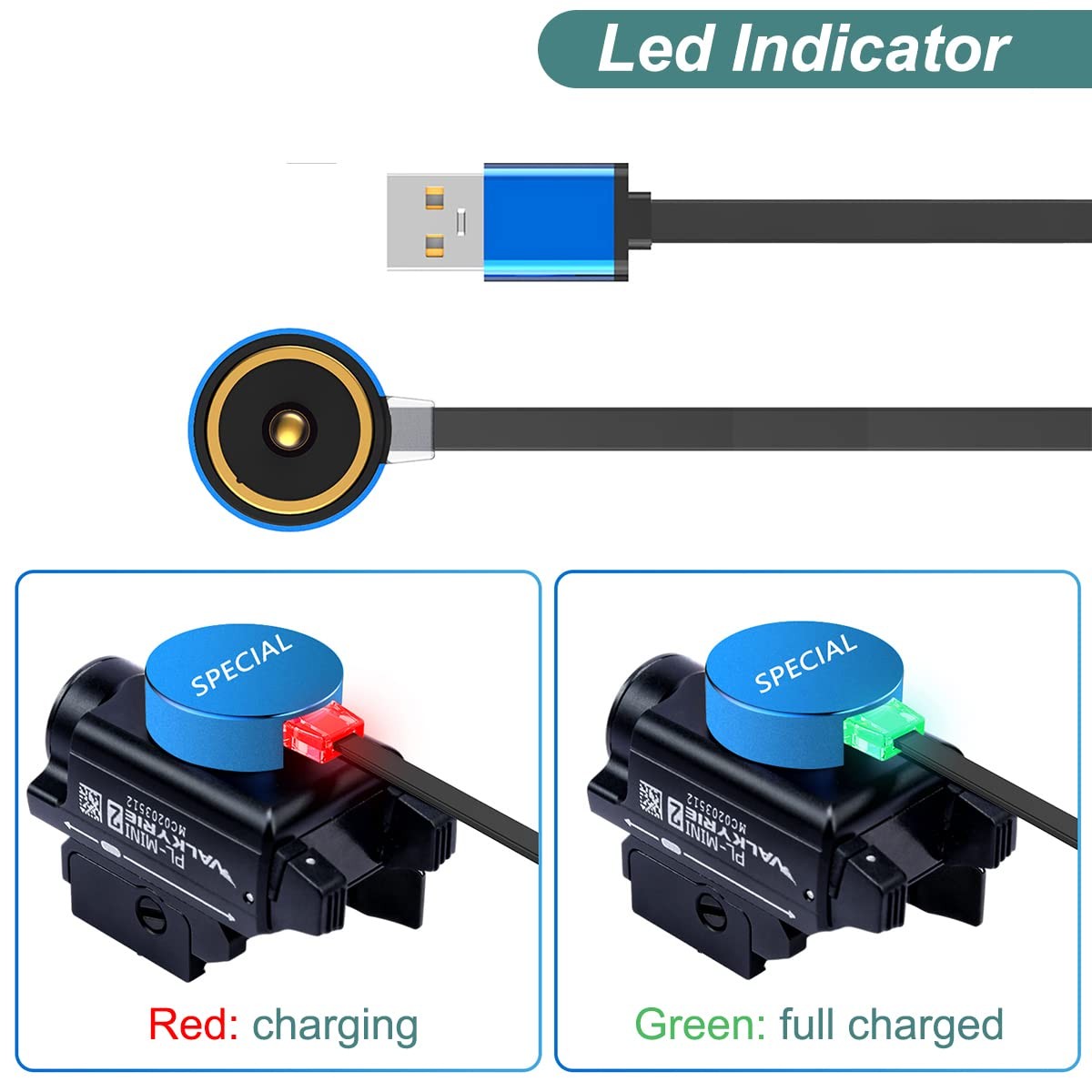 Kissmart MCC 1A Charger for Olight ArkPro, Arkfeld 3.3 feet, Blue