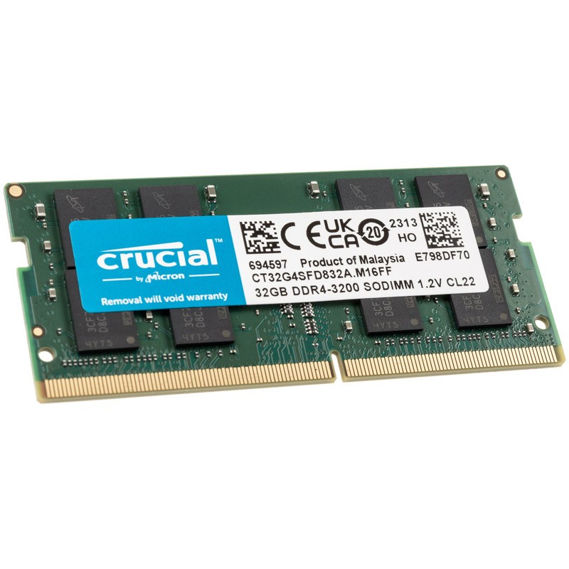 Crucial DDR4 module 32 GB SO-DIMM 260-pin 3200 MT/s / PC4-25600 CT32G4SFD832A