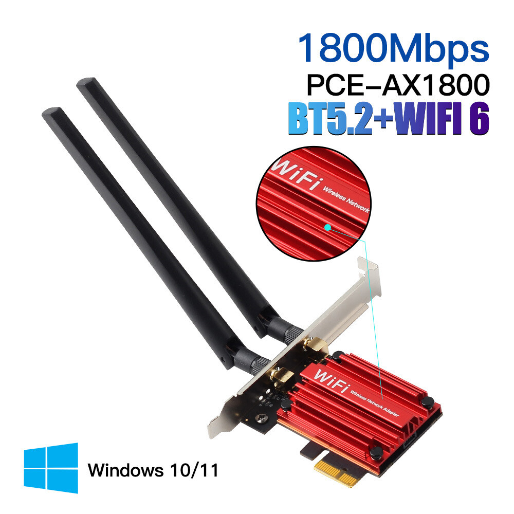 PCIe Wi-Fi 6 Card for Desktop 2.4G/5G 802.11ax MT7921 Network Bluetooth Adapter
