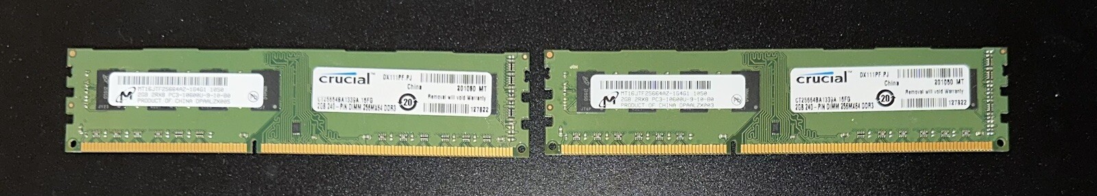 Crucial 4GB (2xGB) 240-PIN DIMM 256MX64 DDR3 RAM Memory CT25664BA1339A.16FG