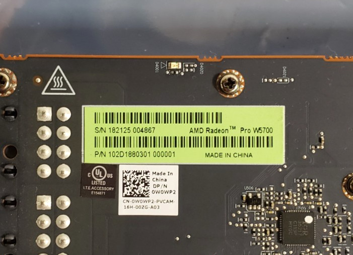 AMD Radeon Pro W5700 8GB GDDR6 GPU Video Graphics Card