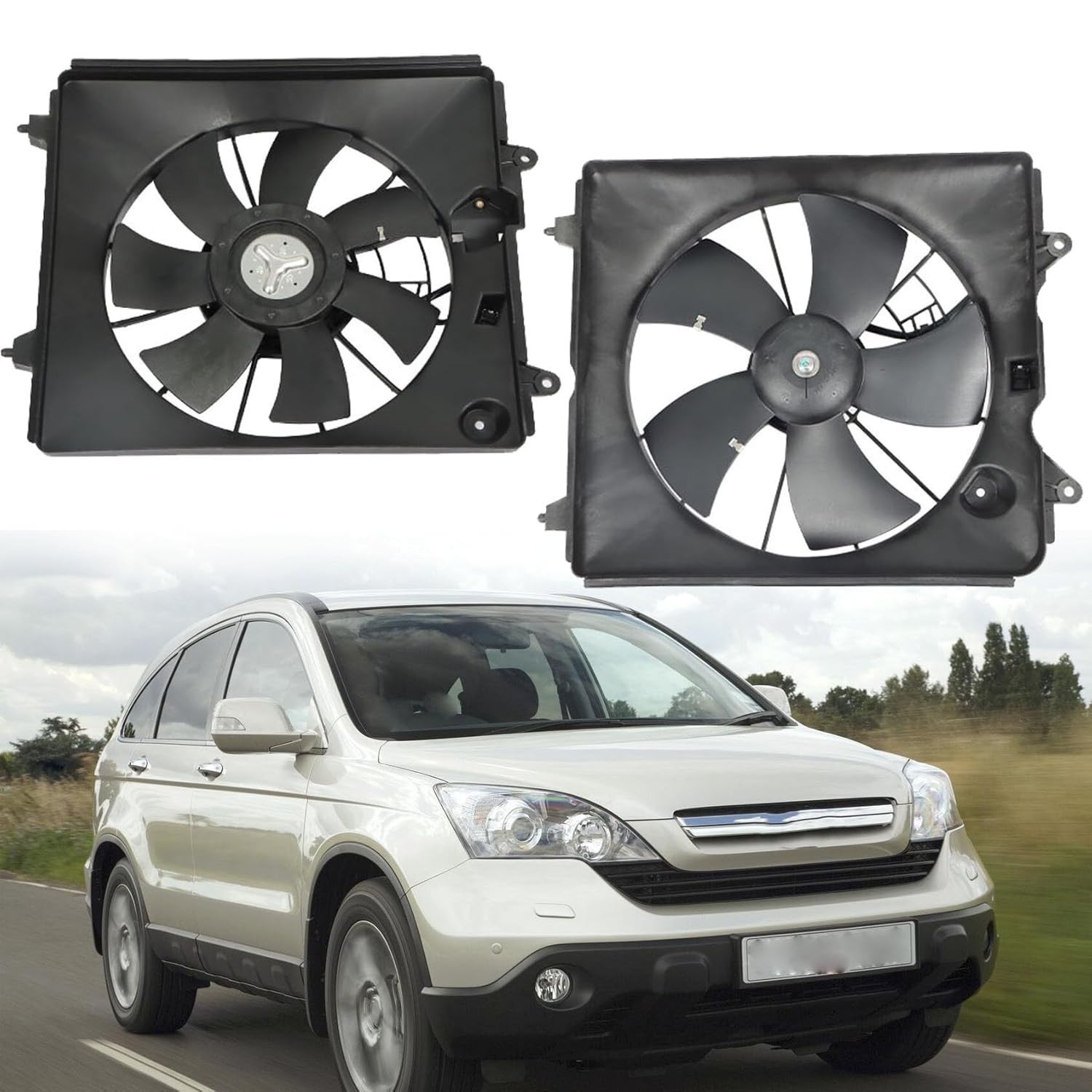 NEW 2Pcs Left & Right Radiator Cooling Fan Assembly Replacement 2007-2009 CR-V