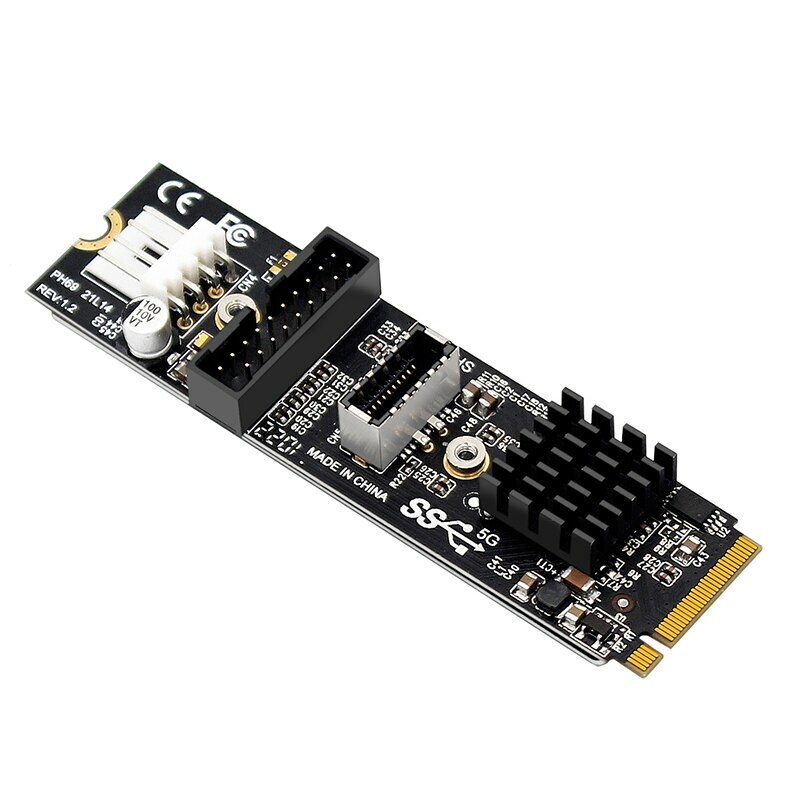 Type-E USB 3.1 Front Panel Socket & USB 3.0 (19 PIN) to NVME M-Key Adapter Card