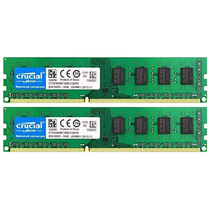 Crucial RAM 16GB Kit (2X8Gb) DDR3 1600 Mhz CL11 DIMM 240-Pin Non-ECC Memory RAM