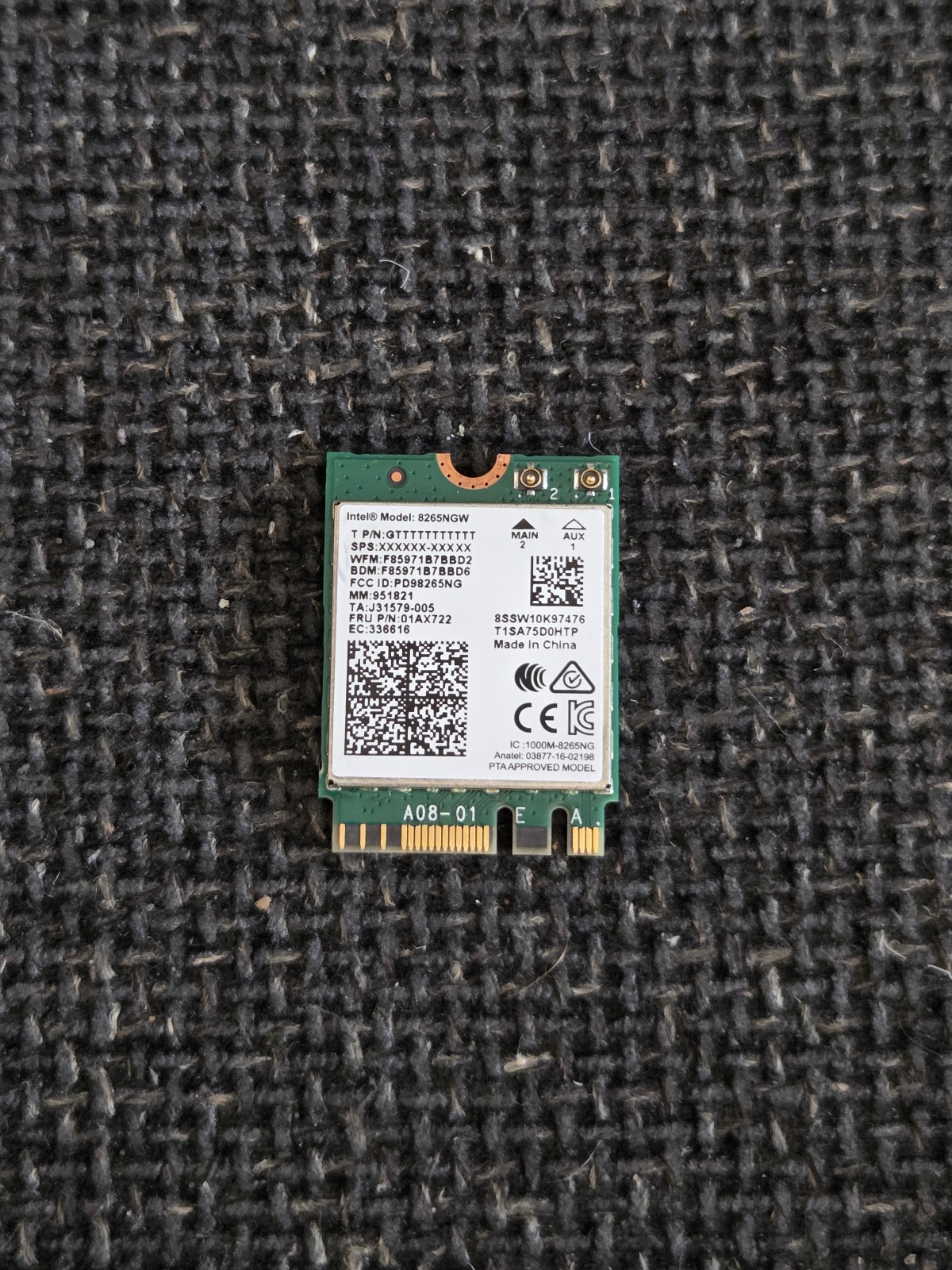 Intel 8265NGW NGFF M.2 2230 A/E 802.11a/b/g/n/ac WiFi Bluetooth 4.2 Adapter