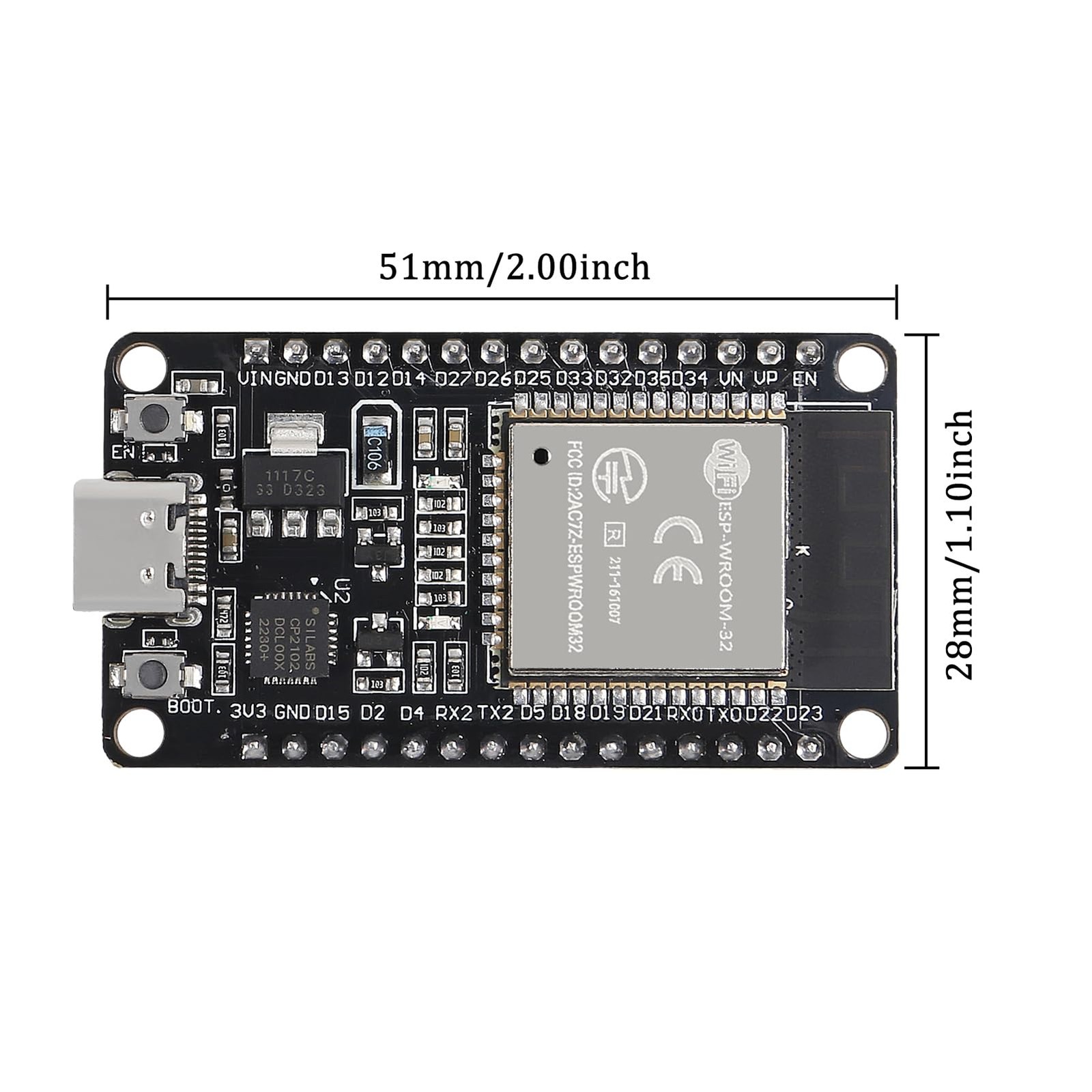 AITRIP 3PCS Type c 30pins CP2102 ESP-WROOM-32 ESP32 ESP-32S Development Board…