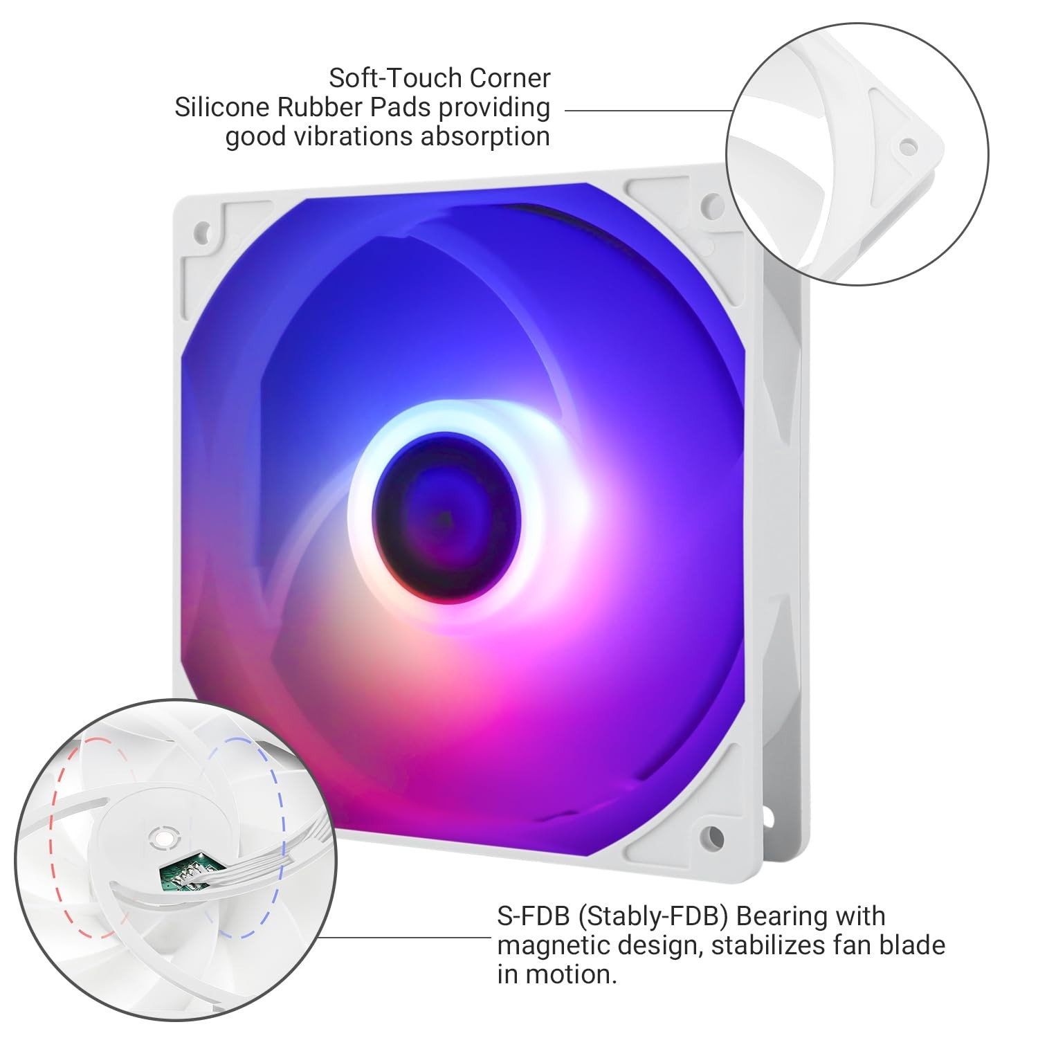 TL-C12CW-S X3 Series – 120mm Silent RGB Fans, 25.6 dBA, 3 Pack, High Airflow