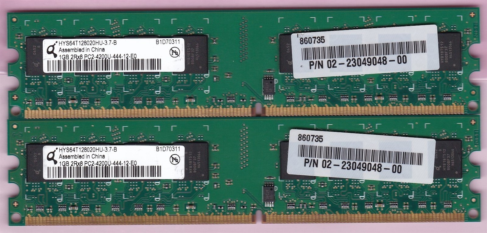 2GB 2x1GB QIMONDA PC2-4200 DDR2-533 HYS64T128020HU-3.7-B DESKTOP RAM MEMORY KIT