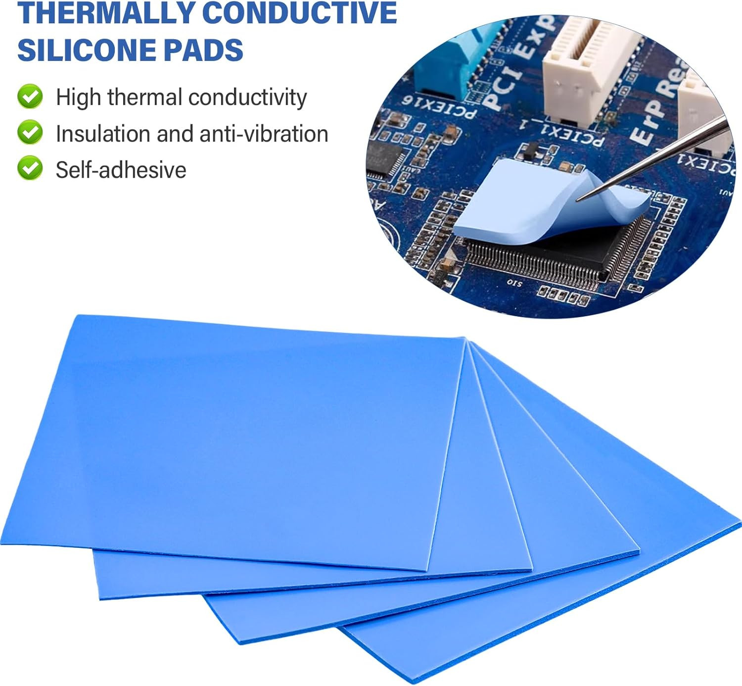 4 Pieces Silicone Thermal Pads 100 x100mm 0.5mm 1mm 1.5mm 2mm Highly Efficient T
