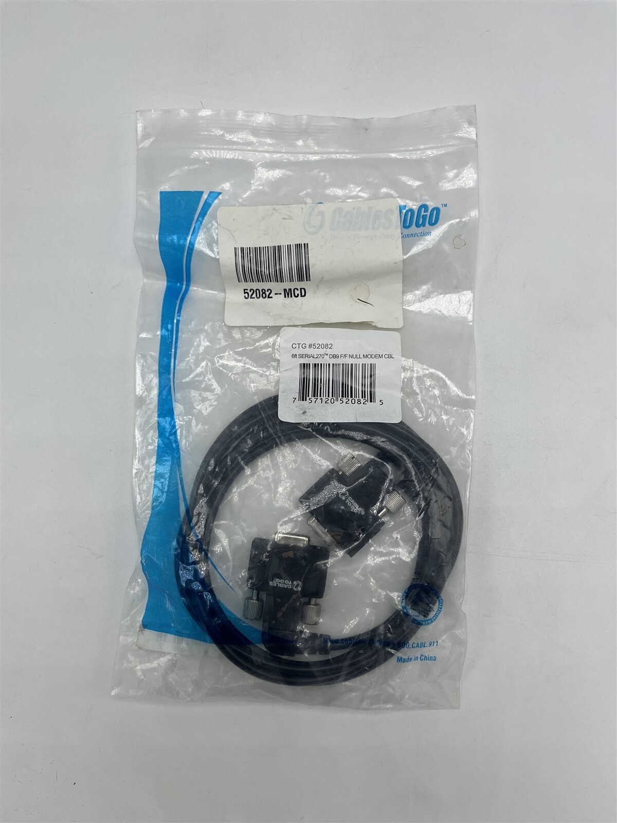 6Ft Serial 270 DB9 F/F Null Model Cable CTG52082