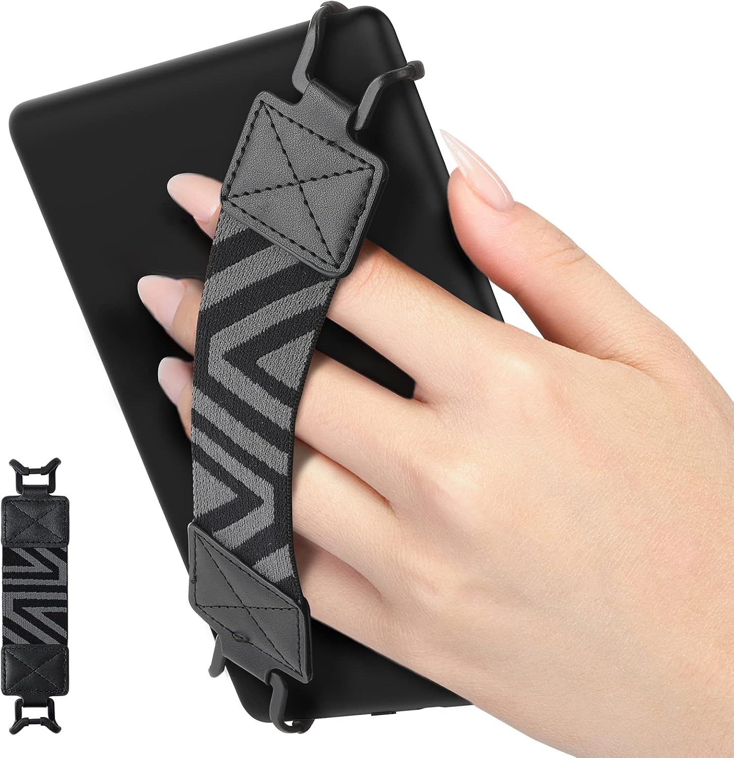 Security Hand-Strap for 6-8″ Kindle eReaders Fire 6-8 inches, 1-black