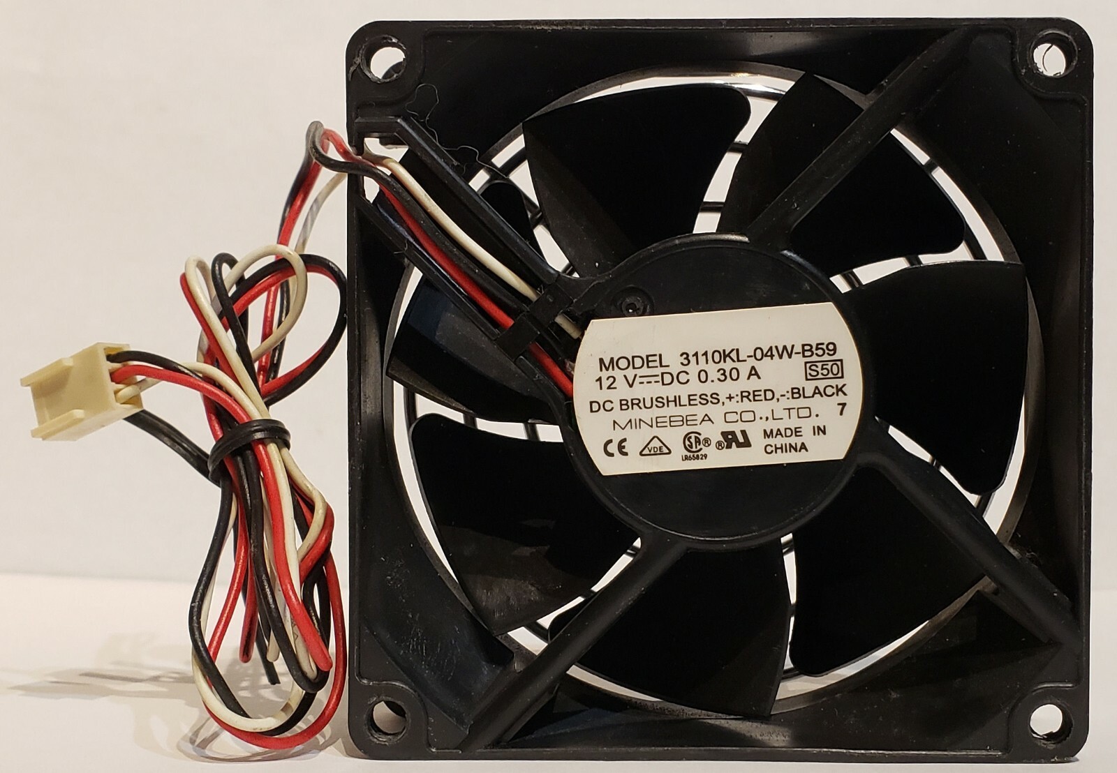 NEW Minebea 3110KL-04W-B59 S50 12V 0.30A 80mm x 80mm x 25mm Chassis Fan