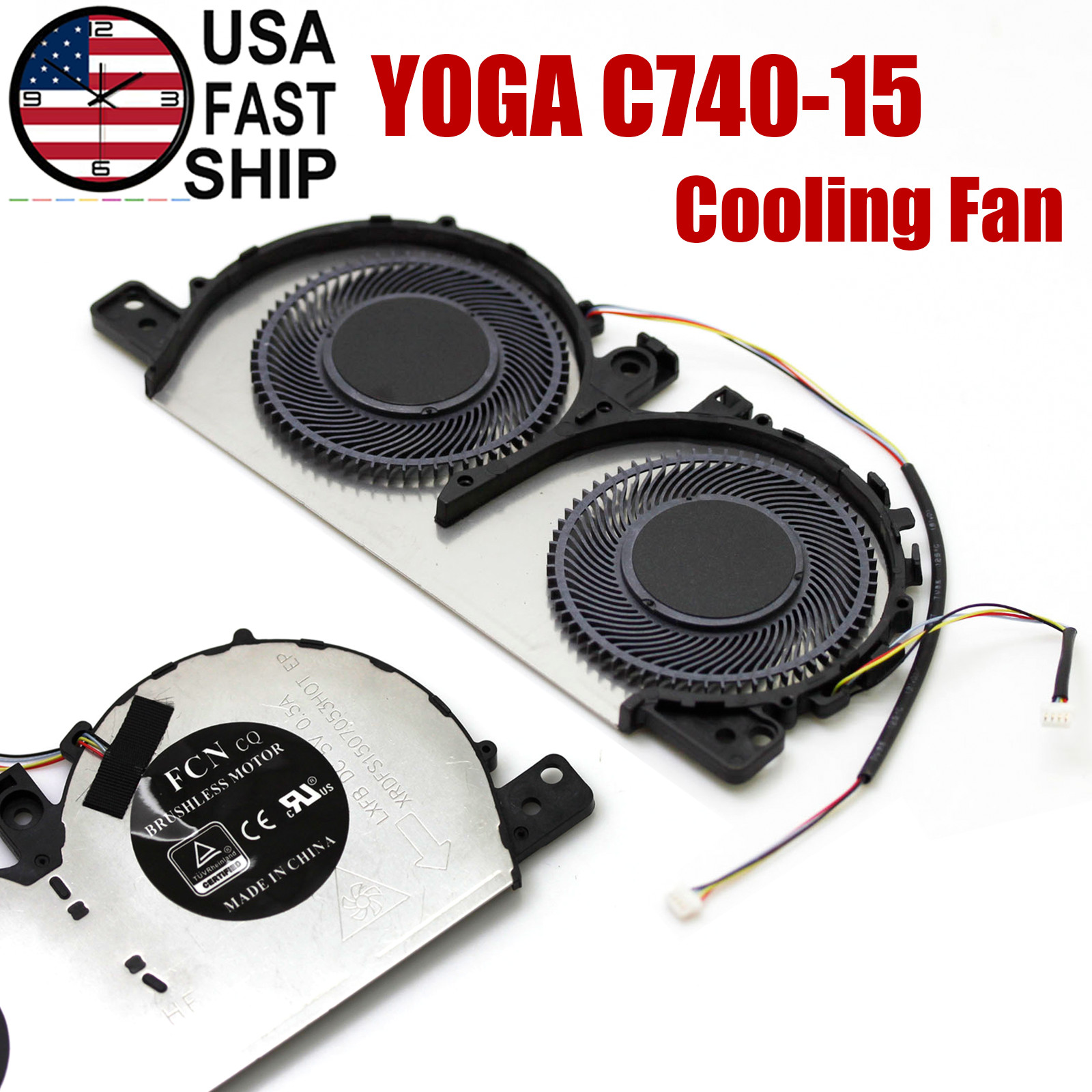 New CPU Cooling Fan Brushless Motor FCN CQ For Lenovo Yoga C740-15 C740-15IML