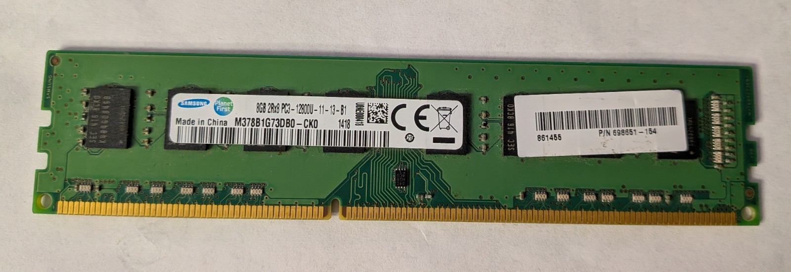 Samsung 8GB PC3-12800 (DDR3-1600) Memory (M378B1G73DB0CK0) – TESTED