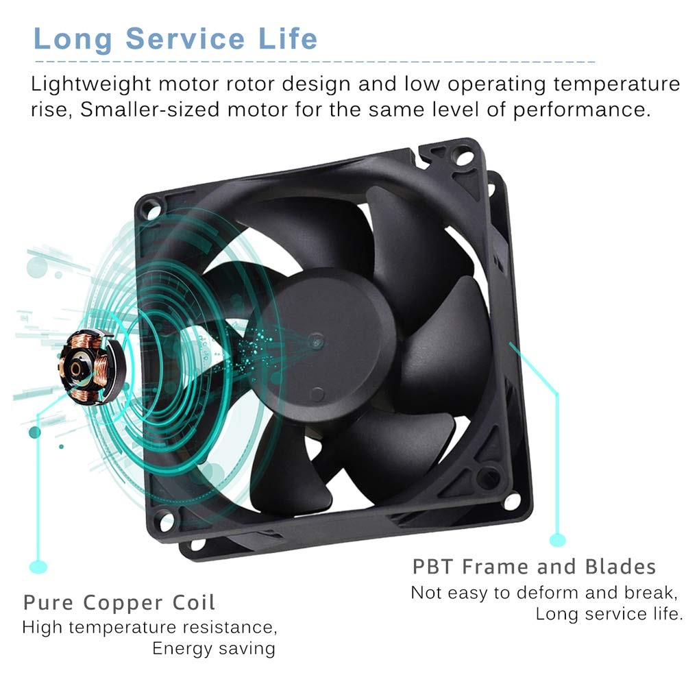 80mm EC Axial Fan AC 110V 120V 220V Brushless Cooling 80mm x 25mm