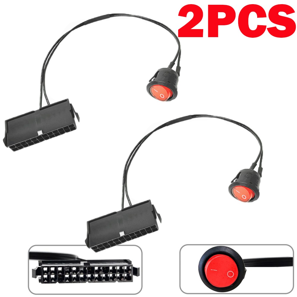 2X 24Pin ATX Power Switch Line Red LED Power On/Off Switch Jumper Bridge Adapter
