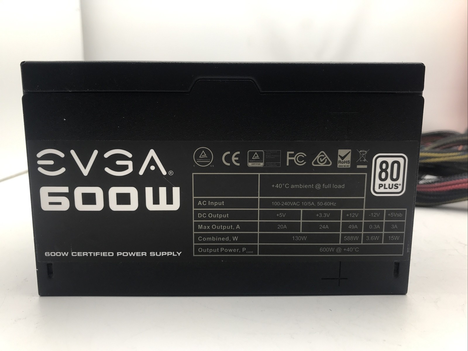 EVGA 600W ATX Power Supply 100-W1-0600 Non-Modular PSU 80 Plus Standard