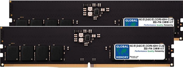 16GB (2 x 8GB) DDR5 5200MHz PC5-41600 288-PIN DIMM MEMORY KIT FOR DESKTOPS/PCS