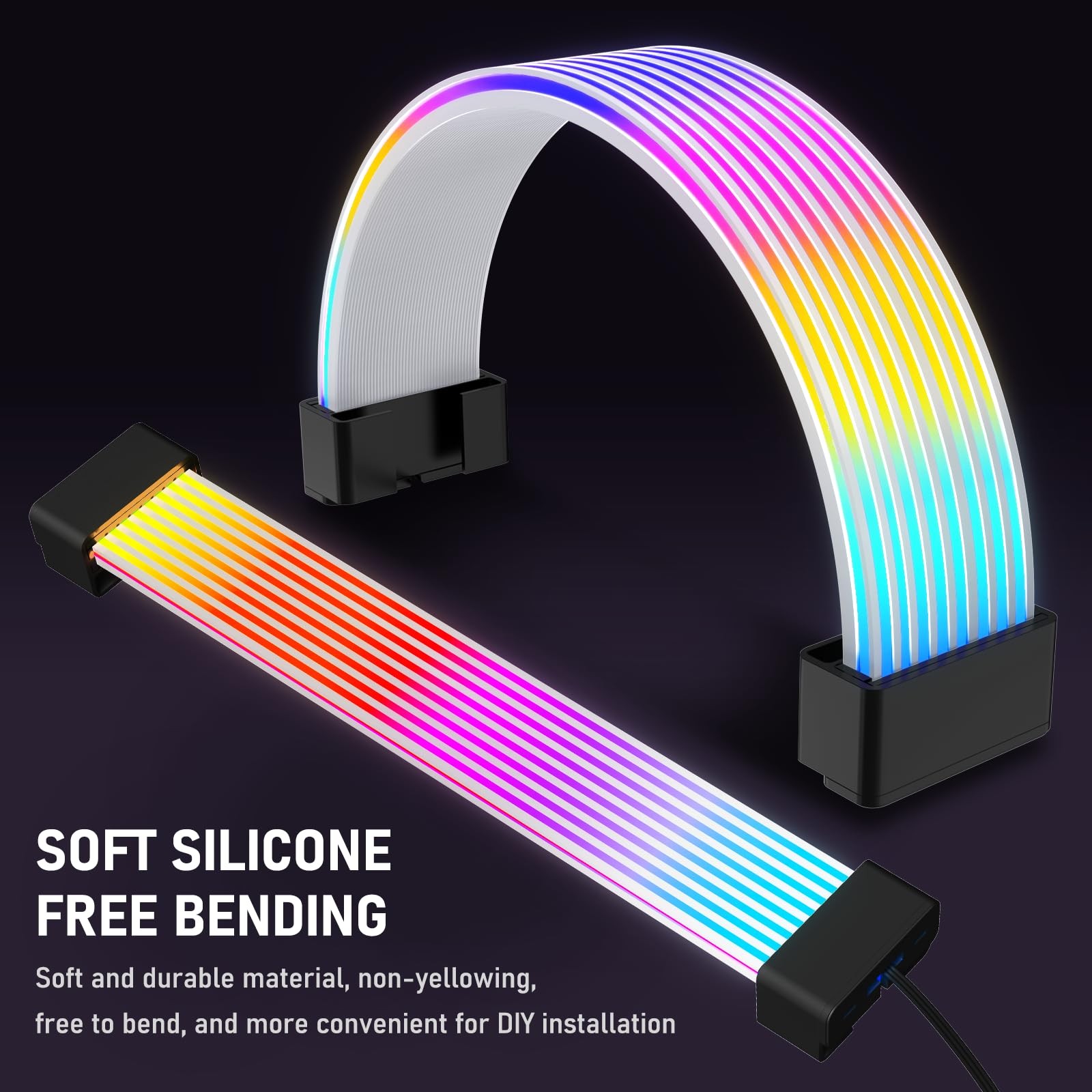 Auotac RGB Cables Cover Kit, Flex Power Cable Cover for 24-Pin Motherboard an…