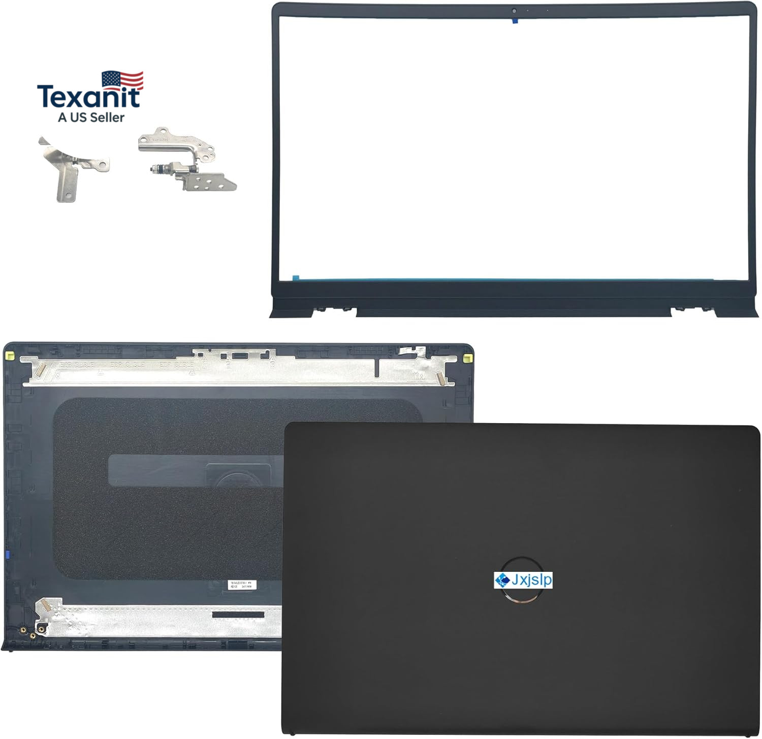 Replacement LCD Back Cover Top Case Lid Front Bezel Frame with Hinges for DELL I