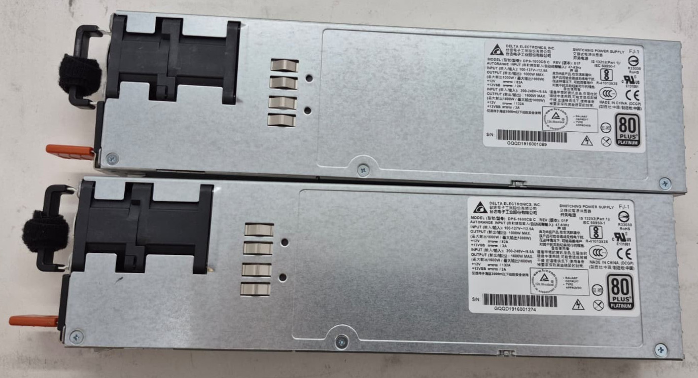 Lot of 2 Delta Electronics DPS-1600CB B 1600W Server Power Supply Module